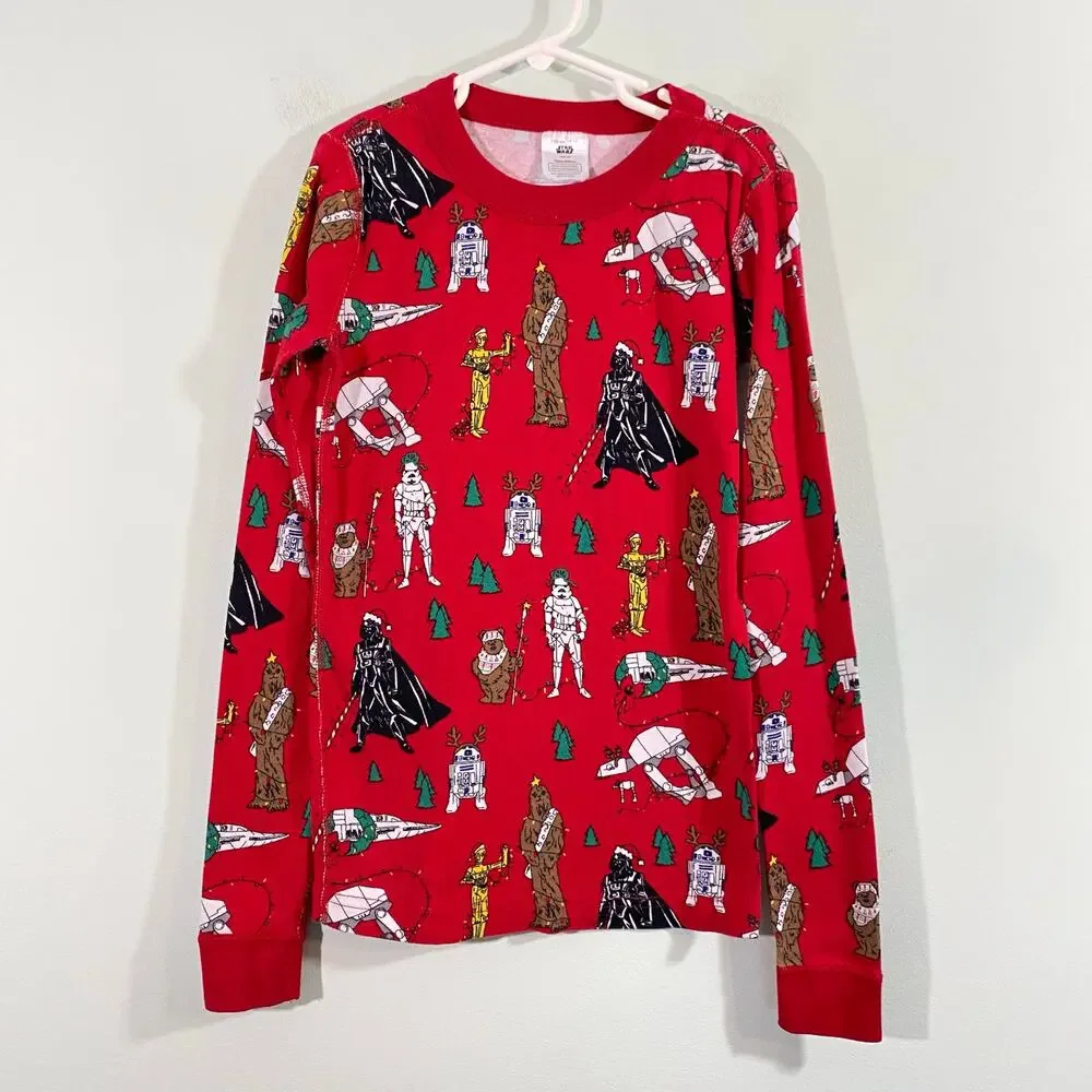 Hanna Andersson Red Star Wars Holiday Christmas Pajamas Top Size 12